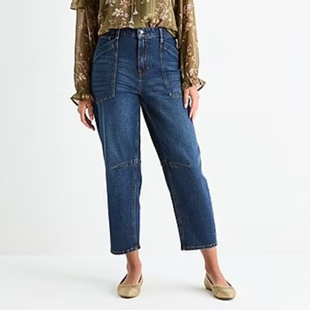 Frye Barrel Leg Jeans Medium Wash Cropped‎ Western Minimalist Women's 12 New